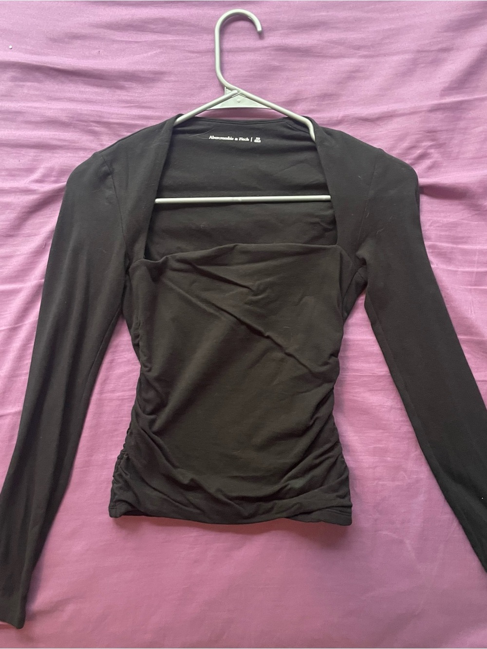 Abercrombie & Fitch Black Long Sleeve Square Neck Slim Top